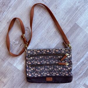 Fossil Canvas Crossbody Purse Floral Print